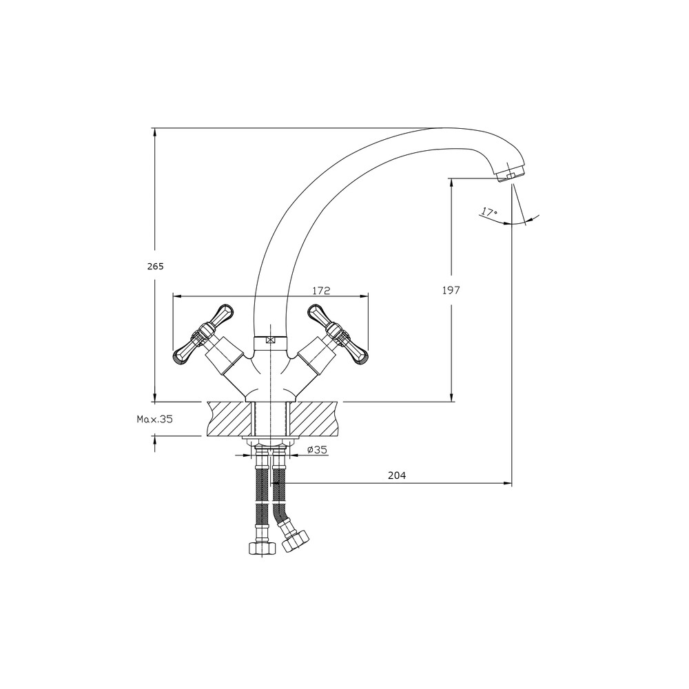 Смеситель для кухонной мойки RUSH Bianki (BI7650-27), (хром)