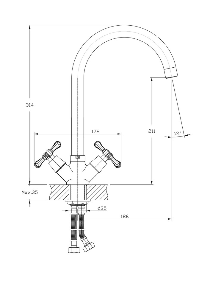 Смеситель для кухонной мойки RUSH Bianki (BI7650-24), (хром)