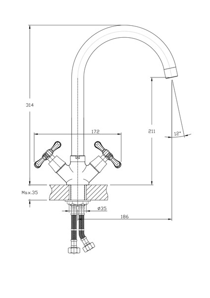 Смеситель для кухонной мойки RUSH Bianki (BI7650-24), (хром)