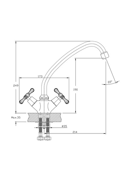 Смеситель для кухонной мойки RUSH Bianki (BI7650-22), (хром)