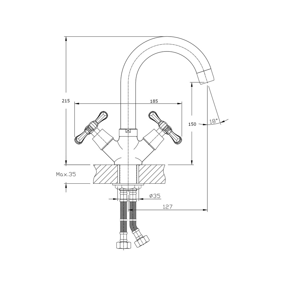 Смеситель для кухонной мойки RUSH Bianki (BI7650-23), (хром)