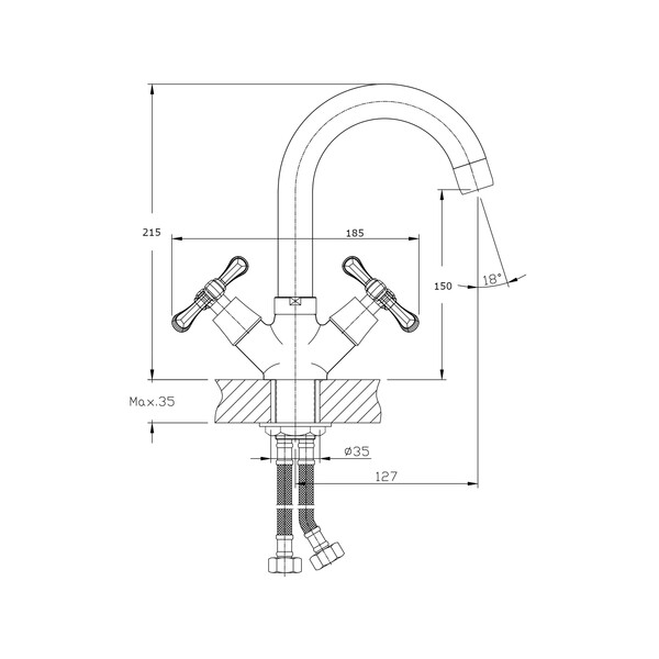 Смеситель для кухонной мойки RUSH Bianki (BI7650-23), (хром)