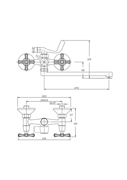 Смеситель для ванны с длинным поворотным изливом RUSH Bianki (BI7650-51), (хром)