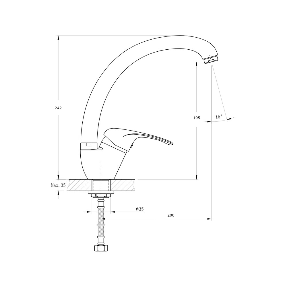 Смеситель для кухонной мойки RUSH Corsica (CO4240-22), (хром)