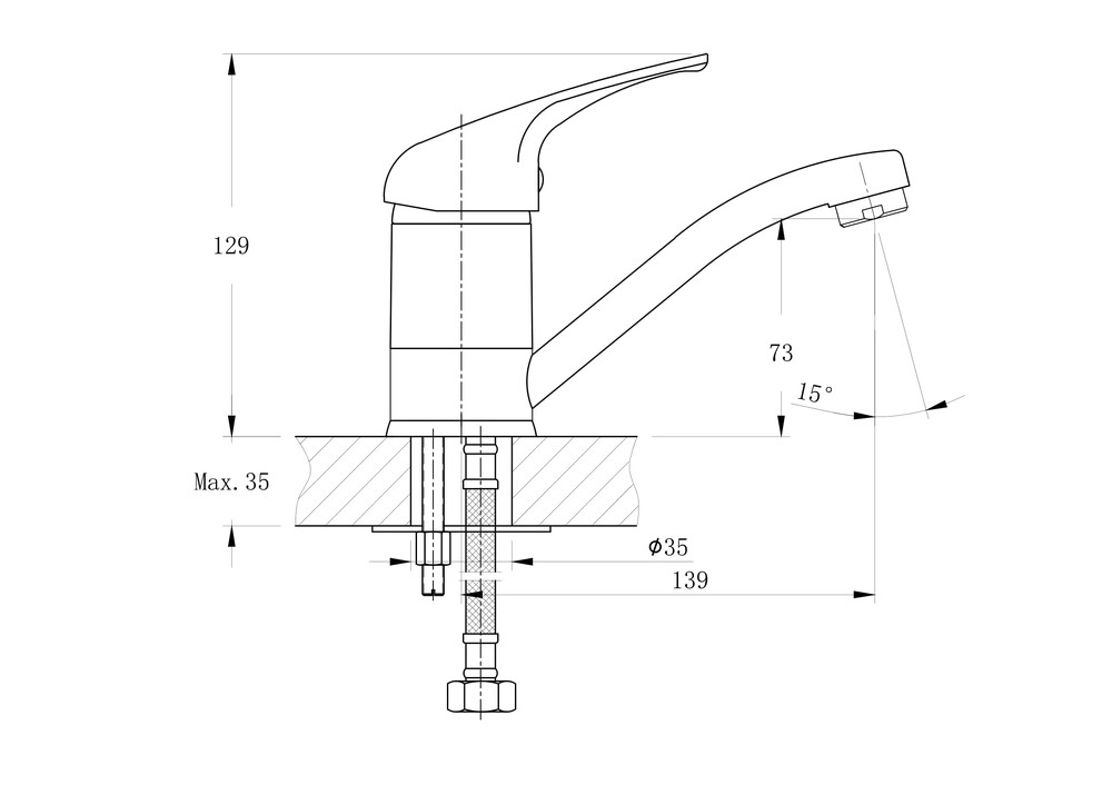 Смеситель для кухонной мойки RUSH Corsica (CO4240-26), (хром)