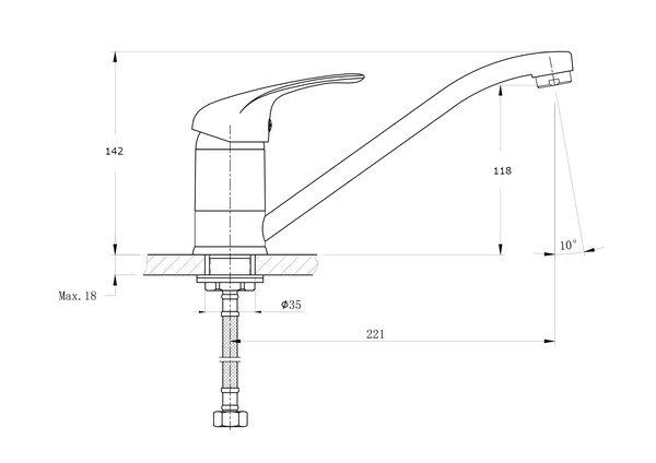 Смеситель для кухонной мойки RUSH Corsica (CO4240-27), (хром)