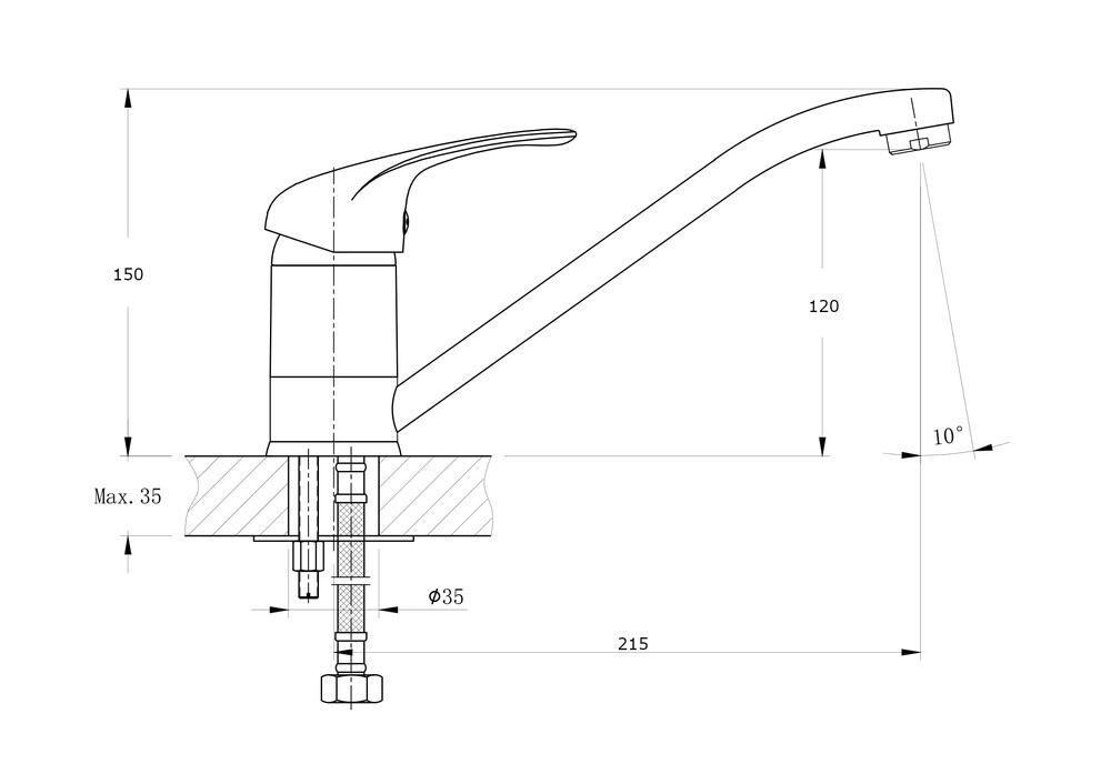 Смеситель для кухонной мойки RUSH Corsica (CO4240-28), (хром)
