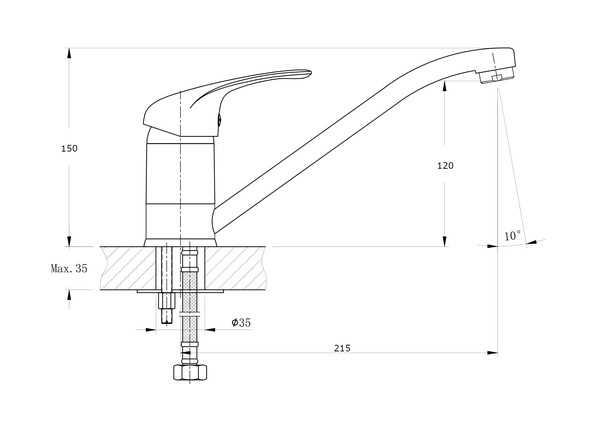 Смеситель для кухонной мойки RUSH Corsica (CO4240-28), (хром)