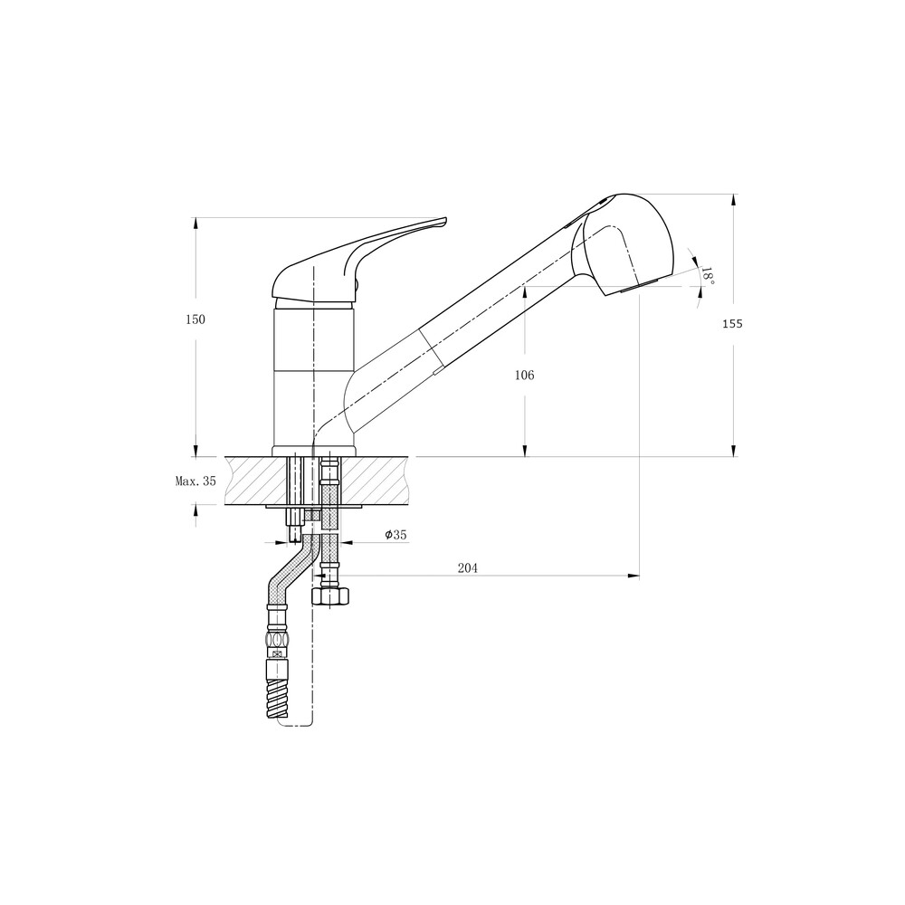 Смеситель для кухонной мойки RUSH Corsica (CO4240-25), (хром)
