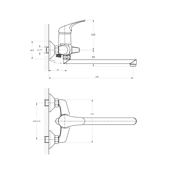 Смеситель для ванны с длинным поворотным изливом RUSH Corsica (CO4240-51), (хром)