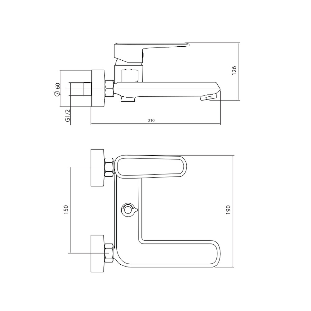 Смеситель для ванны с коротким изливом RUSH Devon (DE7535-44), (хром)