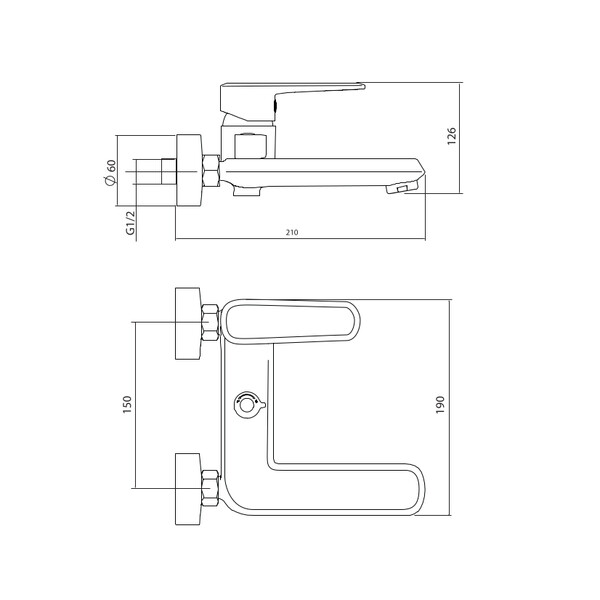 Смеситель для ванны с коротким изливом RUSH Devon (DE7535-44), (хром)