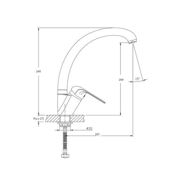 Смеситель для кухонной мойки RUSH Fiji (FI1835-22), (хром)