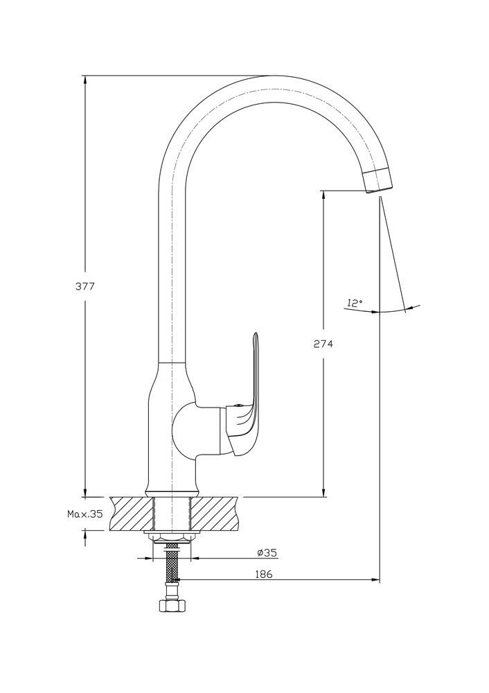 Смеситель для кухонной мойки RUSH Fiji (FI1835-23), (хром)