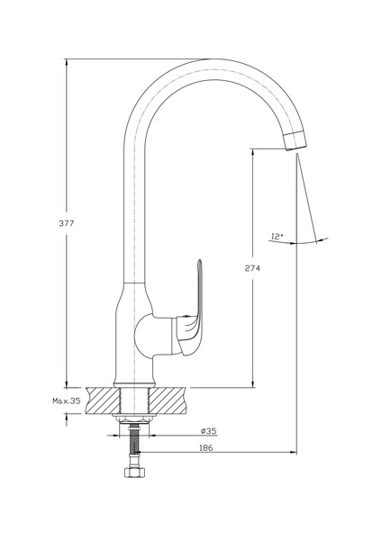 Смеситель для кухонной мойки RUSH Fiji (FI1835-23), (хром)