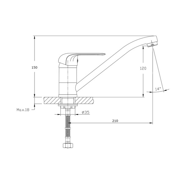 Смеситель для кухонной мойки RUSH Fiji (FI1835-27), (хром)