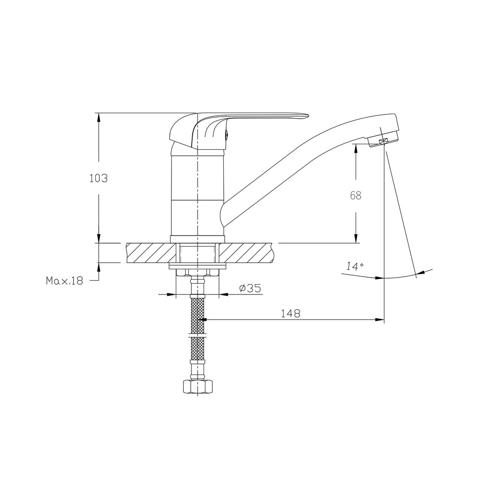 Смеситель для кухонной мойки RUSH Fiji (FI1835-26), (хром)