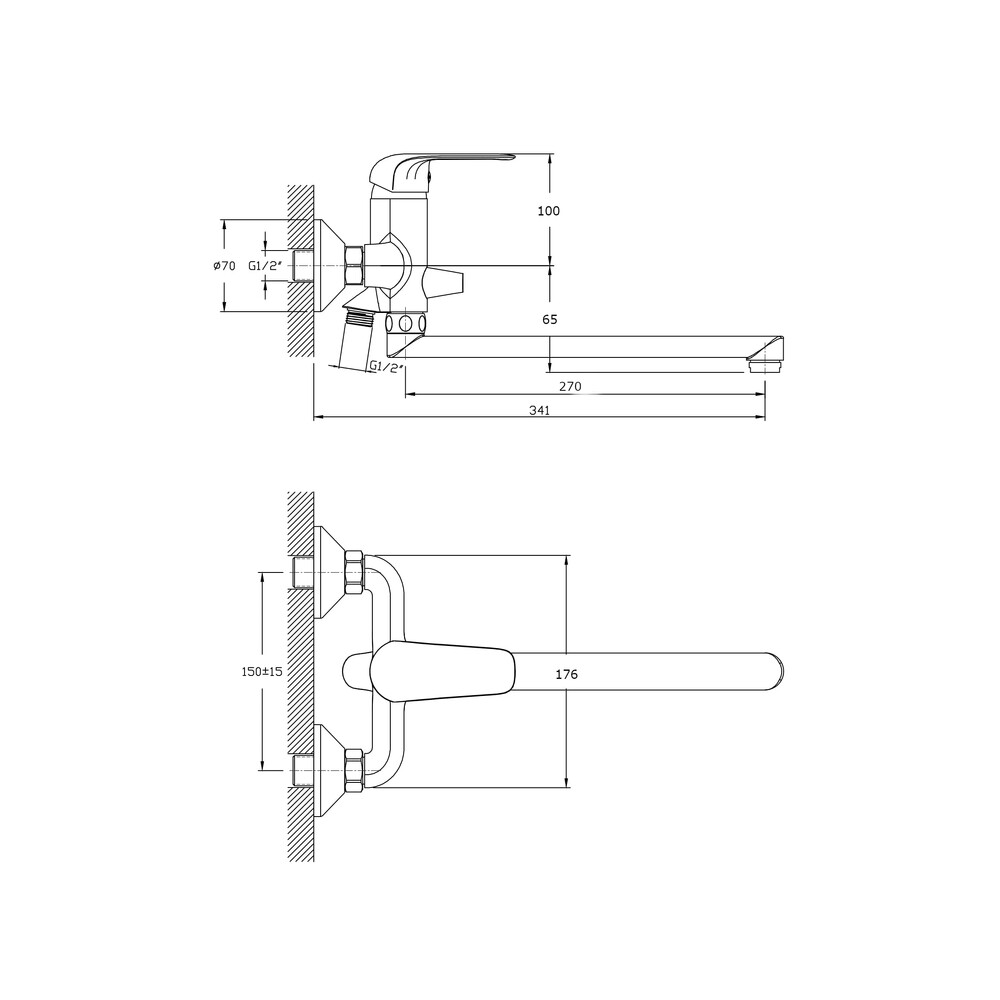 Смеситель для ванны с длинным поворотным изливом RUSH Fiji (FI1835-51), (хром)