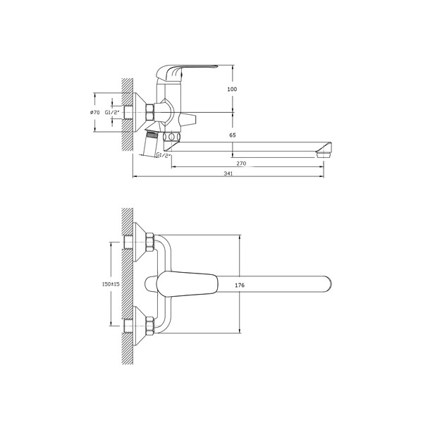 Смеситель для ванны с длинным поворотным изливом RUSH Fiji (FI1835-51), (хром)
