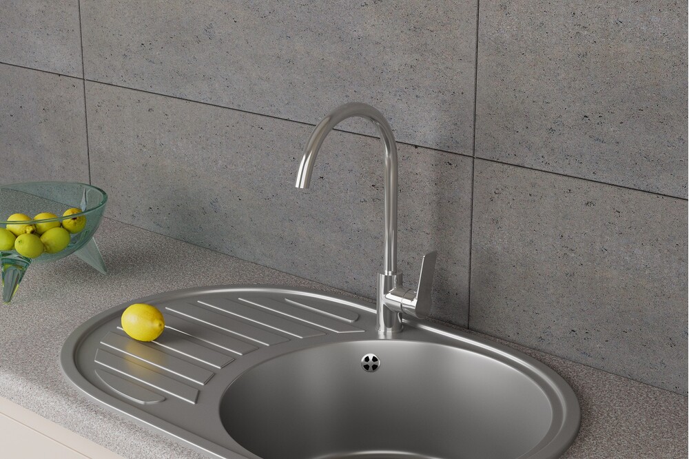 Смеситель для кухни с поворотным изливом, высокий, хром RUSH Haiti (HA1935-22), (хром)