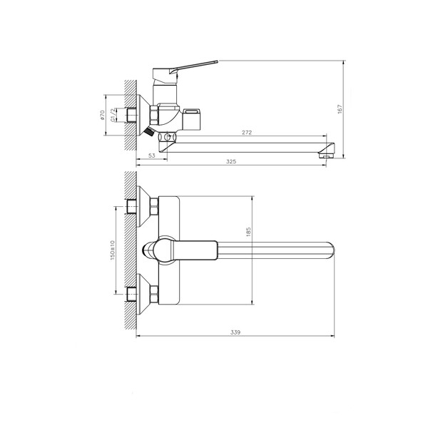 Смеситель для ванны с длинным поворотным изливом RUSH Haiti (HA1935-51), (хром)