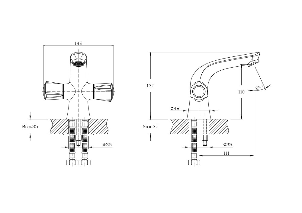 Смеситель для раковины RUSH Pioneer (PI7950-11), (хром)