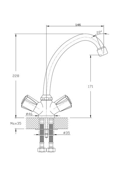 Смеситель для кухонной мойки RUSH Pioneer (PI7950-22), (хром)