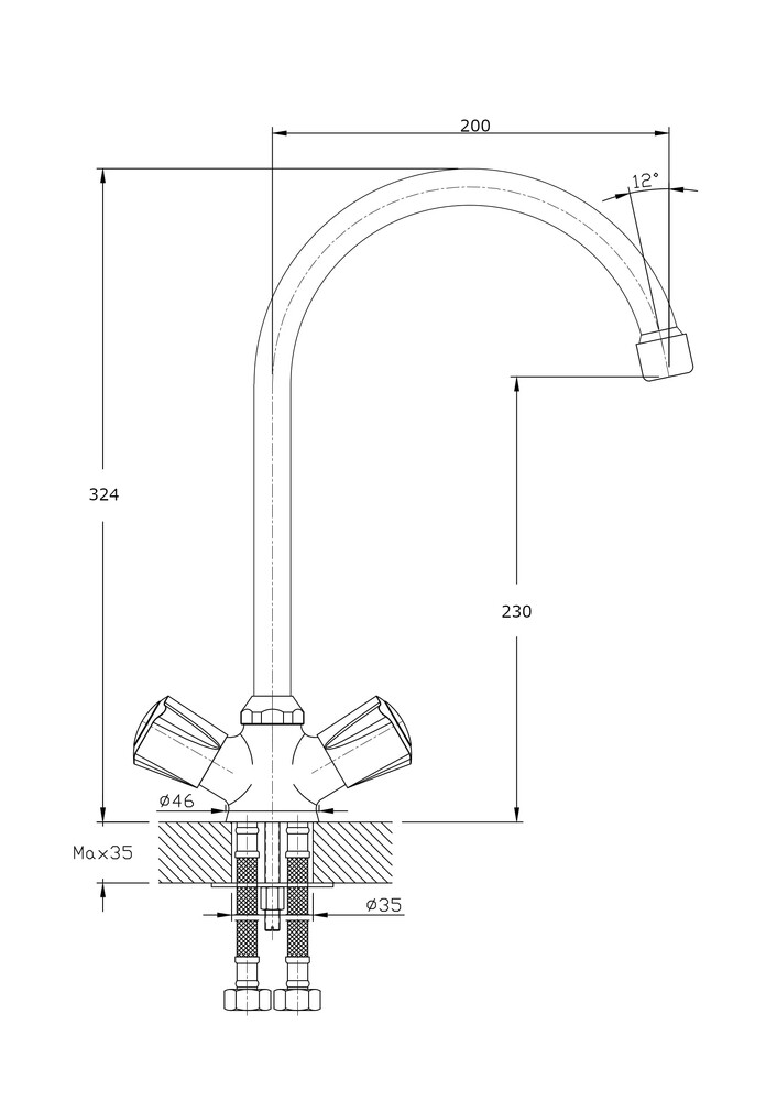 Смеситель для кухонной мойки RUSH Pioneer (PI7950-23), (хром)