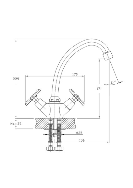 Смеситель для кухонной мойки RUSH Sakhalin (SA5350-22), (хром)