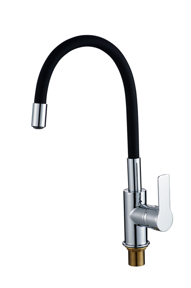 Смеситель для кухонной мойки с гибким изливом RUSH Siple SI7335-60Black, (черн/хром)
