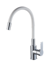 Смеситель для кухонной мойки с гибким изливом RUSH Siple SI7335-60White, (белый/хром)