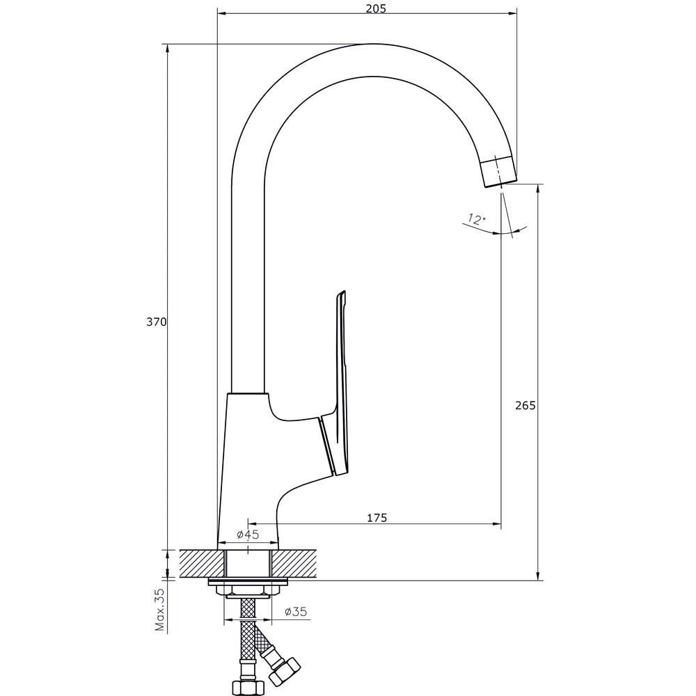 Смеситель для кухонной мойки  RUSH Socotra (ST1235-22), (хром)