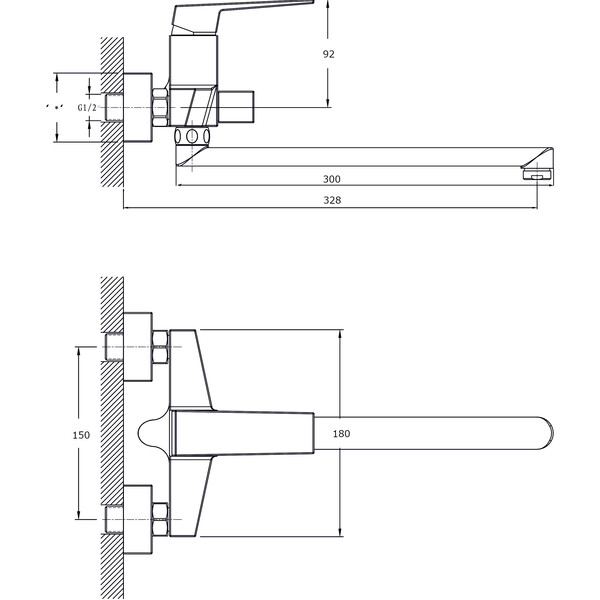 Смеситель для ванны с длинным поворотным изливом RUSH Thira (TR3635-51), (хром)