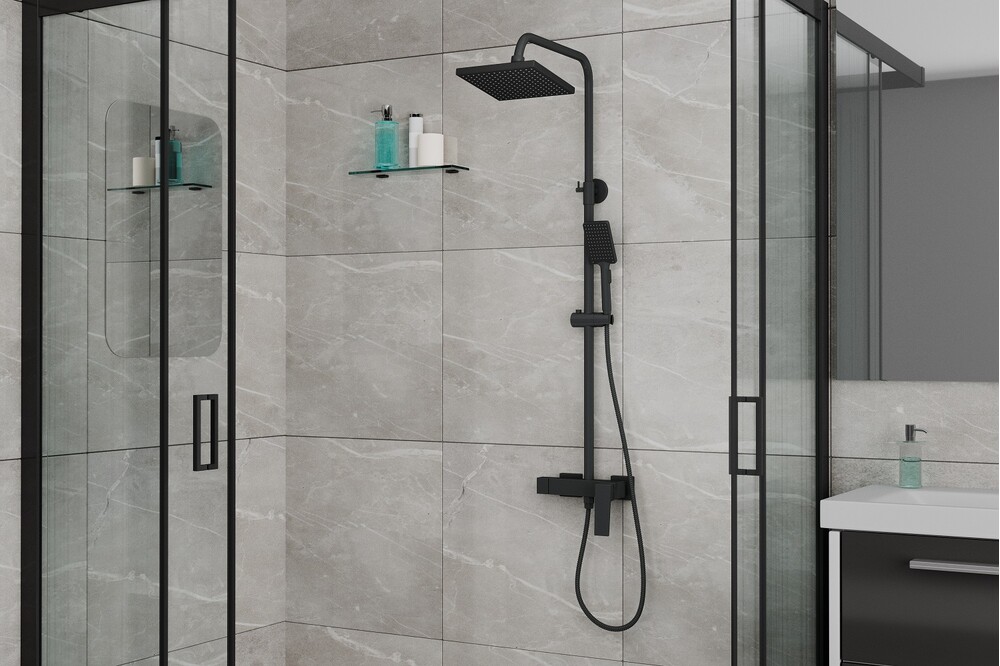 Душевая система без излива, черная RUSH Thira (TR3635-40Black), (черный)