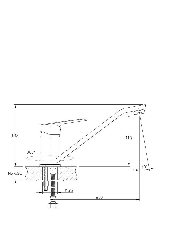 Смеситель для кухонной мойки RUSH Victoria (VI7135-25), (хром)