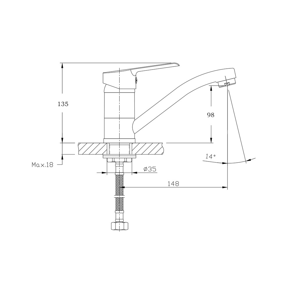 Смеситель для кухонной мойки RUSH Victoria (VI7135-26), (хром)