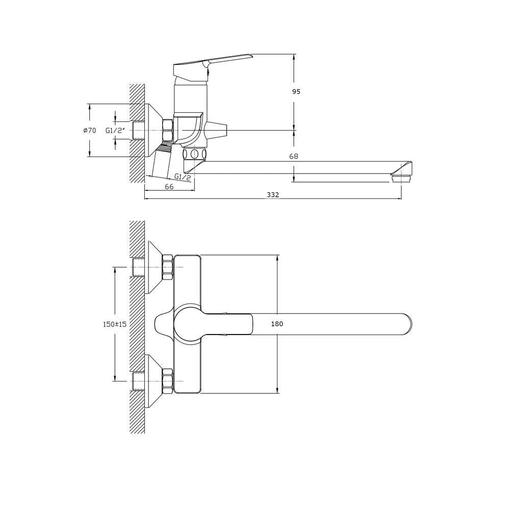 Смеситель для ванны с длинным поворотным изливом RUSH Victoria (VI7135-16), (хром)