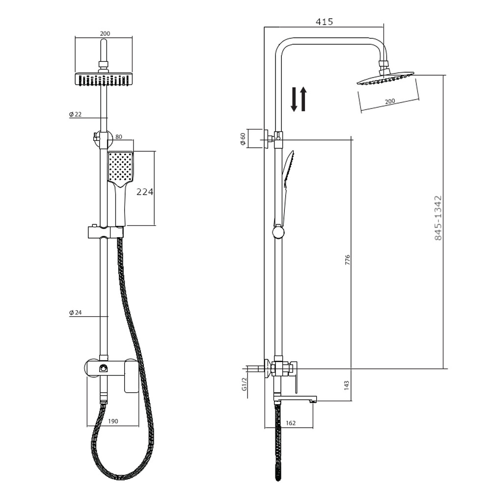 Душевая система RUSH Socotra со смесителем для ванны с поворотным изливом, хром (ST4235-30)