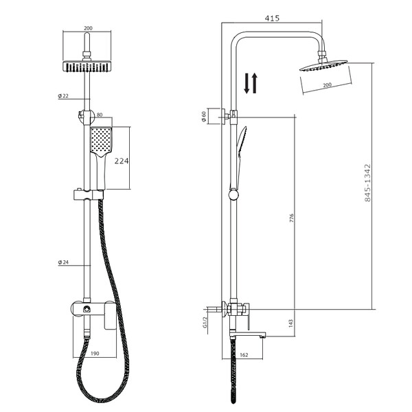 Душевая система RUSH Socotra со смесителем для ванны с поворотным изливом, хром (ST4235-30)