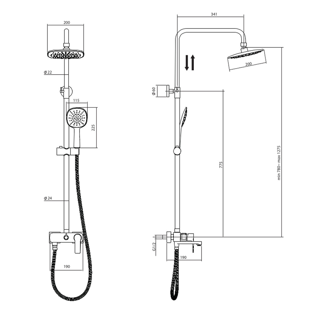 Душевая система RUSH Socotra со смесителем для ванны с поворотным изливом , хром (ST4235-40)