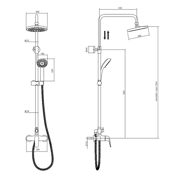 Душевая система RUSH Socotra со смесителем для душа, хром (ST4235-10)
