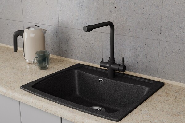 Смеситель для кухонной мойки с фильтром RUSH MS9035-33Black, (черный)