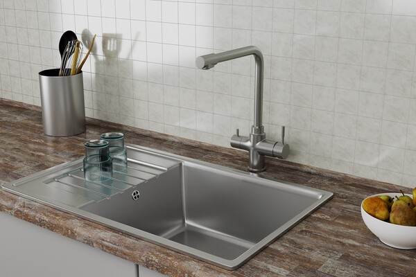 Смеситель для кухонной мойки с фильтром RUSH MS9035-33, (нерж сталь)