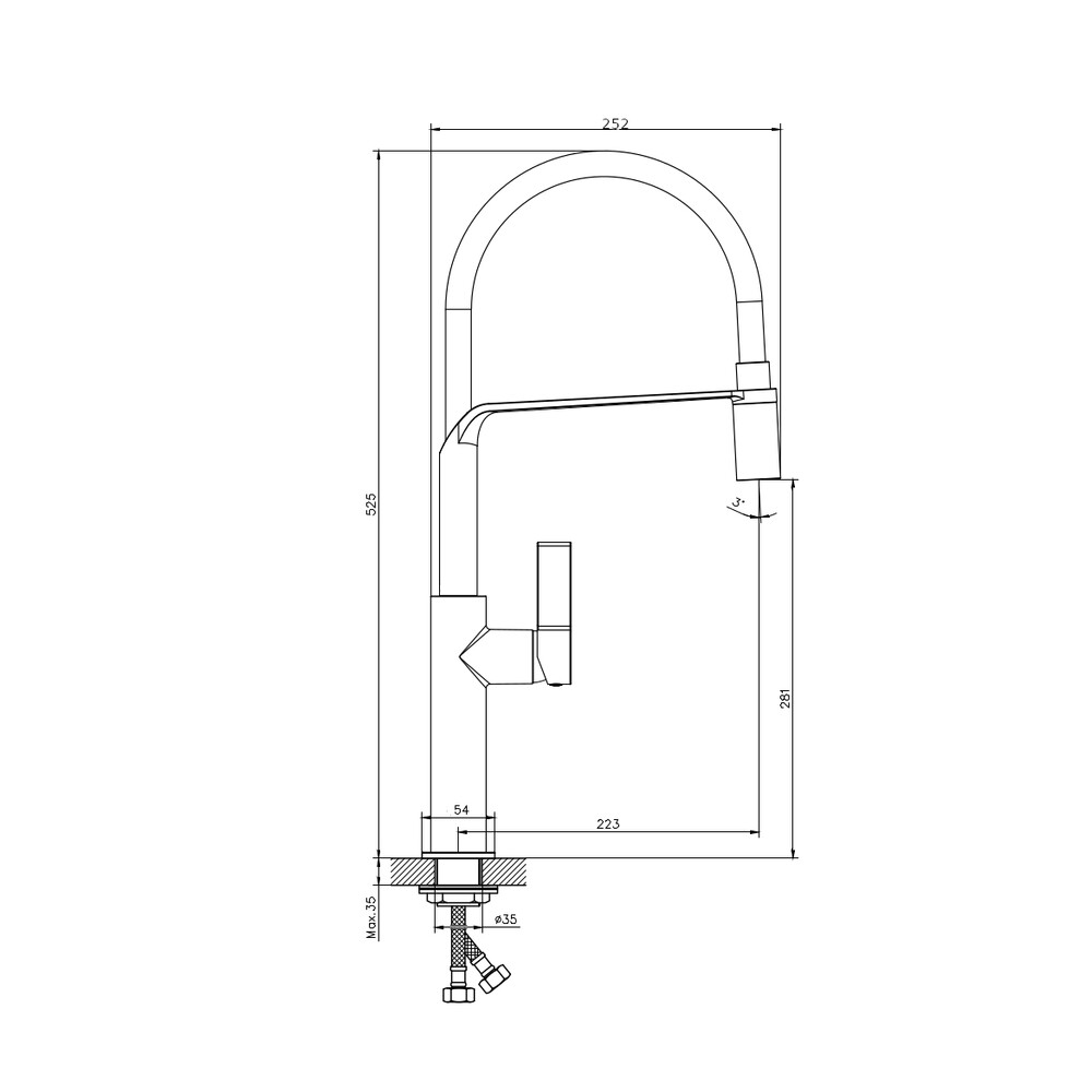 Смеситель для кухонной мойки с гибким изливом RUSH MS9035-35White, (белый/хром)