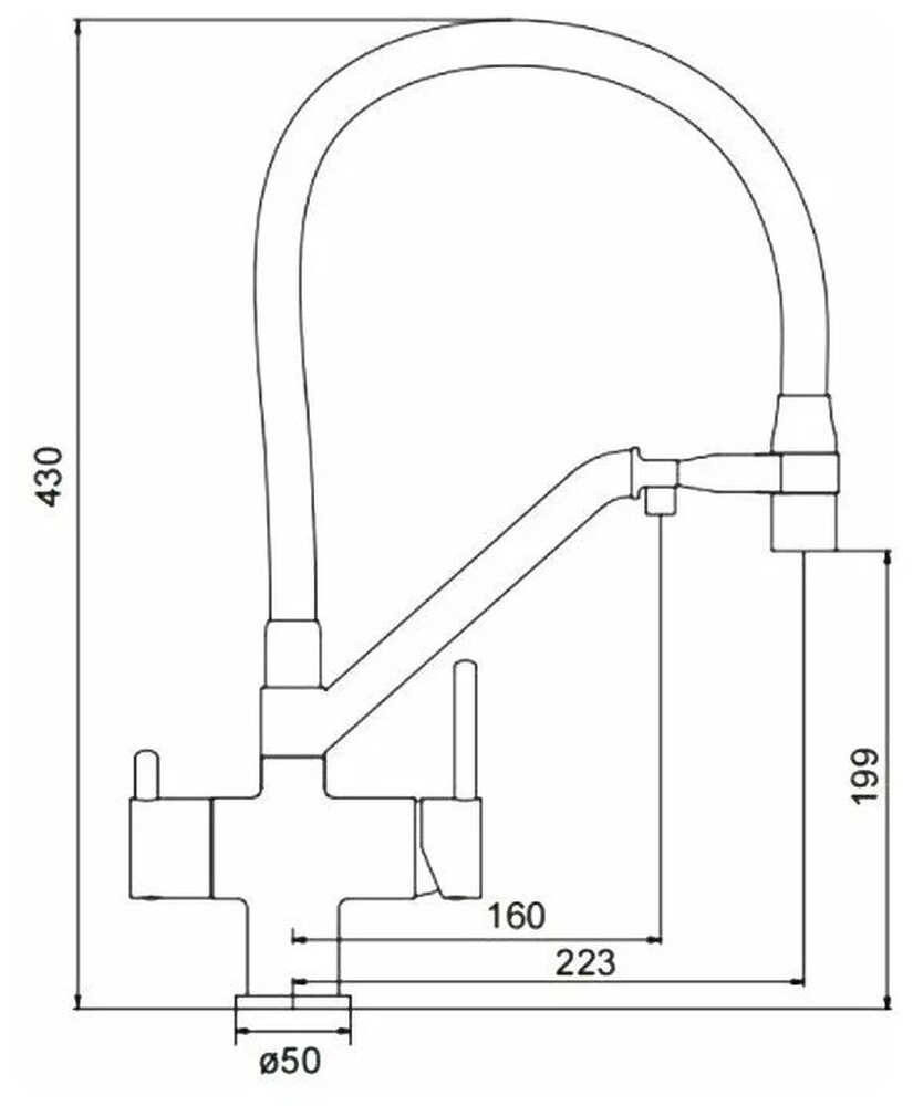 G4398-89 Cмеситель Кухня GAPPO d-35 c подключением фильтра питьевой воды (оруж сталь/черный) 
