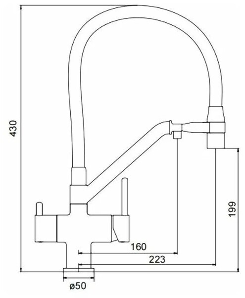 G4398-89 Cмеситель Кухня GAPPO d-35 c подключением фильтра питьевой воды (оруж сталь/черный) 