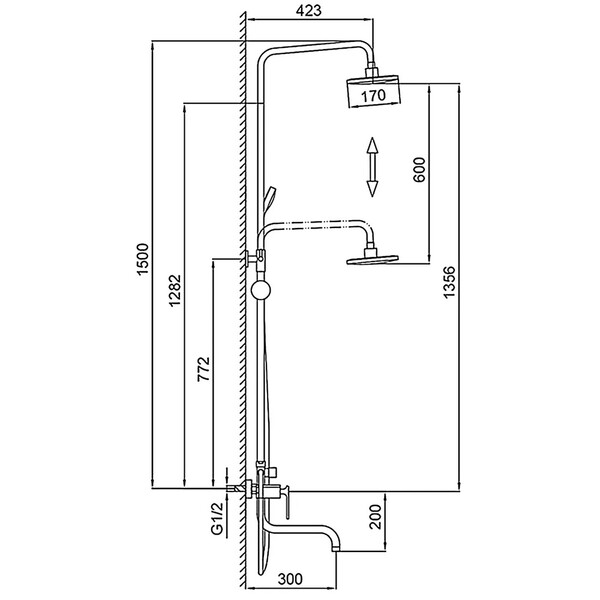 24002 Душевая система Frap ,с верхним душем и ручной лейкой (хром)