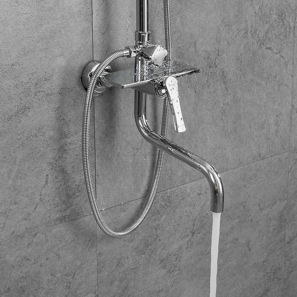 24002 Душевая система Frap ,с верхним душем и ручной лейкой (хром)
