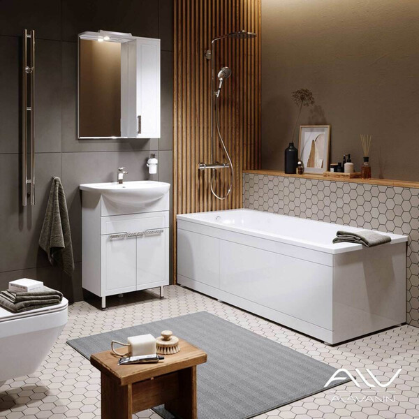 Экран под ванну 1,5 м МДФ SLOT Белый (с откидными створками) Alavann