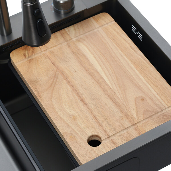 Мойка нерж врезная 680х460х220 т 3,0 ГРАФИТ D6846B+6  (+ сифон) AISI 304 + Подарок (Колландер, фруктовница, доска, 2 смесителя, дозатор) MLN